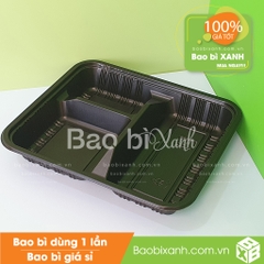Hộp nhựa đựng cơm 3 ngăn HT88 đế đen (Kèm nắp nhựa)