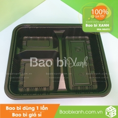 Hộp nhựa đựng cơm 3 ngăn HT88 đế đen (Kèm nắp nhựa)