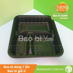 Hộp nhựa đựng cơm 3 ngăn HT88 đế đen (Kèm nắp nhựa)
