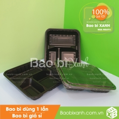 Hộp nhựa đựng cơm 3 ngăn HT88 đế đen (Kèm nắp nhựa)