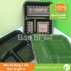 Hộp nhựa đựng cơm 3 ngăn HT88 đế đen (Kèm nắp nhựa)