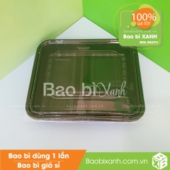 Hộp nhựa đựng cơm 3 ngăn HT88 đế đen (Kèm nắp nhựa)
