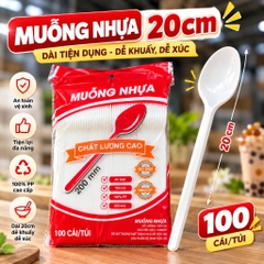 Muỗng nhựa trắng 20cm Đại Quang (100 cái/Bịch)