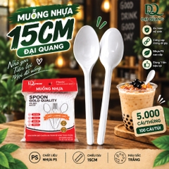 Muỗng Nhựa Trắng 15cm Đại Quang (100 Cái/Bịch)