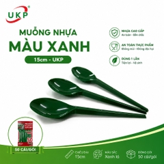 Muỗng nhựa xanh 15cm UKP (50 Cái/Bịch)