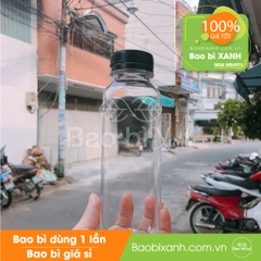 Chai nhựa 330ml vuông miệng rộng