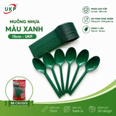 Muỗng nhựa xanh 15cm UKP (50 Cái/Bịch)