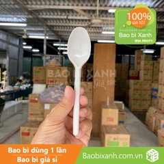 Muỗng Nhựa Trắng 15cm Đại Quang (100 Cái/Bịch)