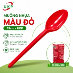 Muỗng nhựa đỏ 15cm UKP (50 Cái/Bịch)