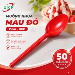 Muỗng nhựa đỏ 15cm UKP (50 Cái/Bịch)
