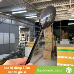 Muỗng nhựa đen 20cm Đại Quang (100 Cái/Bịch)