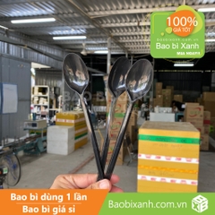 Muỗng nhựa đen 20cm Đại Quang (100 Cái/Bịch)