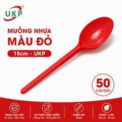 Muỗng nhựa đỏ 15cm UKP (50 Cái/Bịch)