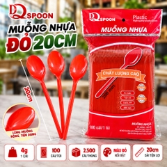 Muỗng nhựa đỏ 20cm Đại Quang (100 cái/Bịch)