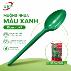 Muỗng nhựa xanh 15cm UKP (50 Cái/Bịch)