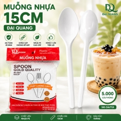 Muỗng Nhựa Trắng 15cm Đại Quang (100 Cái/Bịch)
