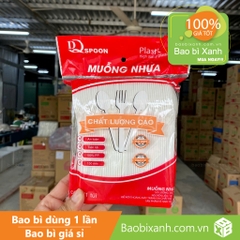 Muỗng Nhựa Trắng 15cm Đại Quang (100 Cái/Bịch)
