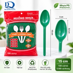 Muỗng nhựa xanh 15cm Đại Quang (100 Cái/Bịch)