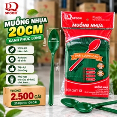 Muỗng nhựa xanh 20cm Đại Quang (100 cái/Bịch)