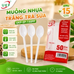 Muỗng nhựa trắng 15cm UKP (50 Cái/Bịch)