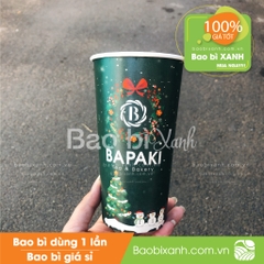 Ly giấy mẫu noel màu xanh Bapaki