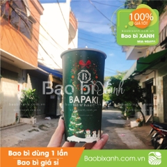 Ly giấy mẫu noel màu xanh Bapaki