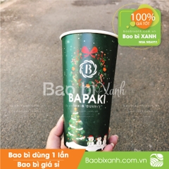 Ly giấy mẫu noel màu xanh Bapaki