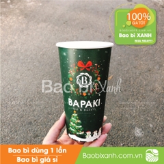 Ly giấy mẫu noel màu xanh Bapaki