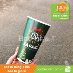 Ly giấy mẫu noel màu xanh Bapaki