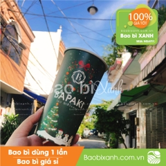 Ly giấy mẫu noel màu xanh Bapaki