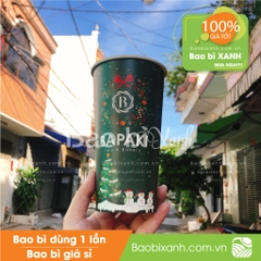 Ly giấy mẫu noel màu xanh Bapaki