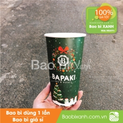 Ly giấy mẫu noel màu xanh Bapaki