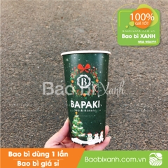 Ly giấy mẫu noel màu xanh Bapaki