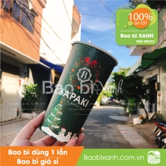 Ly giấy mẫu noel màu xanh Bapaki