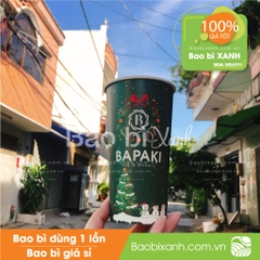 Ly giấy mẫu noel màu xanh Bapaki