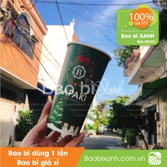 Ly giấy mẫu noel màu xanh Bapaki