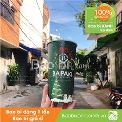 Ly giấy mẫu noel màu xanh Bapaki