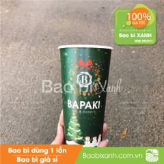 Ly giấy mẫu noel màu xanh Bapaki