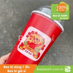 Ly giấy tiệm trà hợp vị Chá Hỷ mẫu Tết