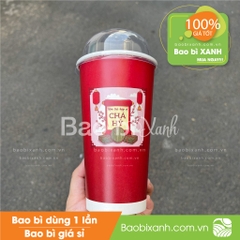 Ly giấy tiệm trà hợp vị Chá Hỷ mẫu Tết