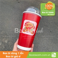 Ly giấy tiệm trà hợp vị Chá Hỷ mẫu Tết