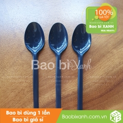 Muỗng nhựa màu đen 15cm (50 Cái/Bịch)