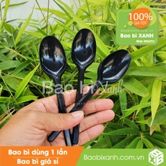 Muỗng nhựa màu đen 15cm (50 Cái/Bịch)