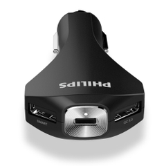 Sạc/Dock Sạc Xe Hơi Philips DLP2012 Quick Charge 3.0 cổng USB-C, Tích Hợp Đầu Phá Kính Thoát Hiểm