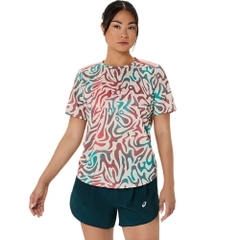 Áo T-shirt chạy bộ ASICS ROAD ALL OVER PRINT SS TOP Nữ - 2012D225.200