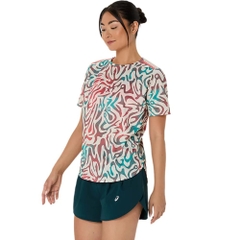 Áo T-shirt chạy bộ ASICS ROAD ALL OVER PRINT SS TOP Nữ - 2012D225.200