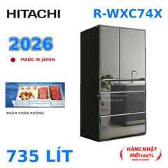 Tủ lạnh Hitachi R-WXC74X 735L mặt gương – Made in Japan, SX 2026
