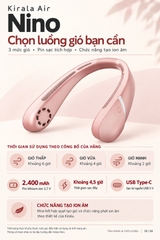 Quạt đeo cổ Kirala Air Nino KAN-012 màu hồng – pin sạc USB-C