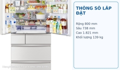 Tủ lạnh Mitsubishi MR-WXD70M-H 700L 6 cửa màu xám hổ phách