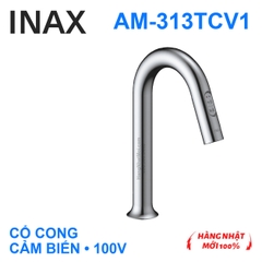 Vòi lavabo cảm biến INAX AM-313TCV1 cổ cong có nút tay, nóng lạnh AC100V